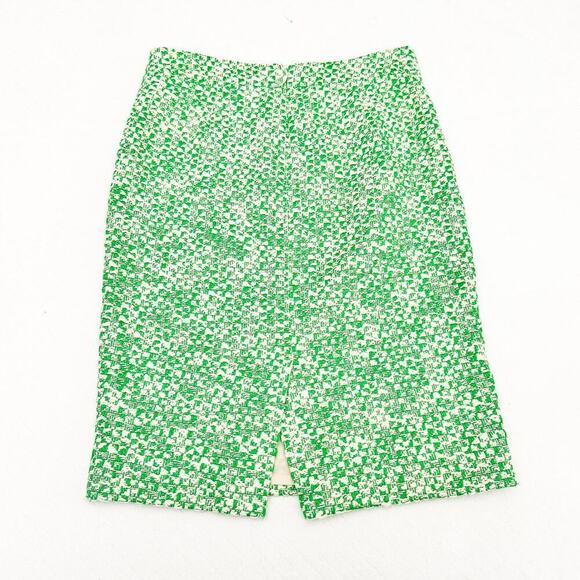 J. Crew No. 2 Pencil Green Tweed Woven Straight Skirt Mint Size 2 - Picture 2 of 7